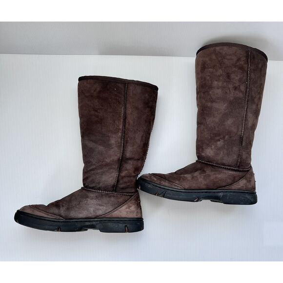 UGG AUSTRALIA Ultimate Tall Braid Boots Brown 5340 Size 7 Shearling Women EUC - Picture 6 of 11
